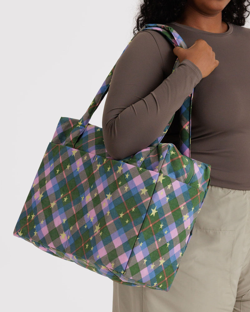 BAGGU.com New Arrivals Small Cloud Carry-On - Green Star Plaid