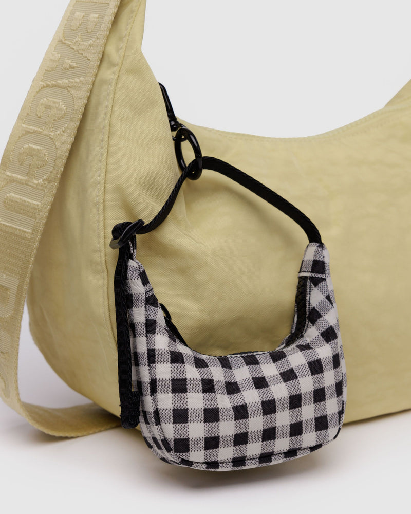 BAGGU.com  Crescent Bag Charm - Black & White Gingham