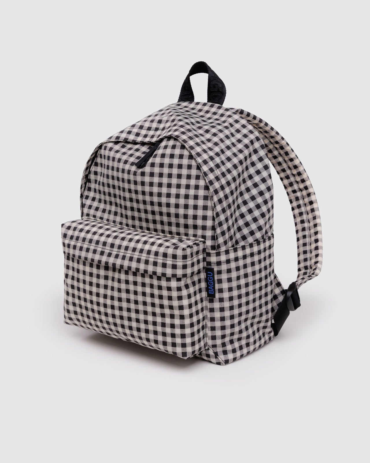Medium Nylon Backpack - Black & White Gingham