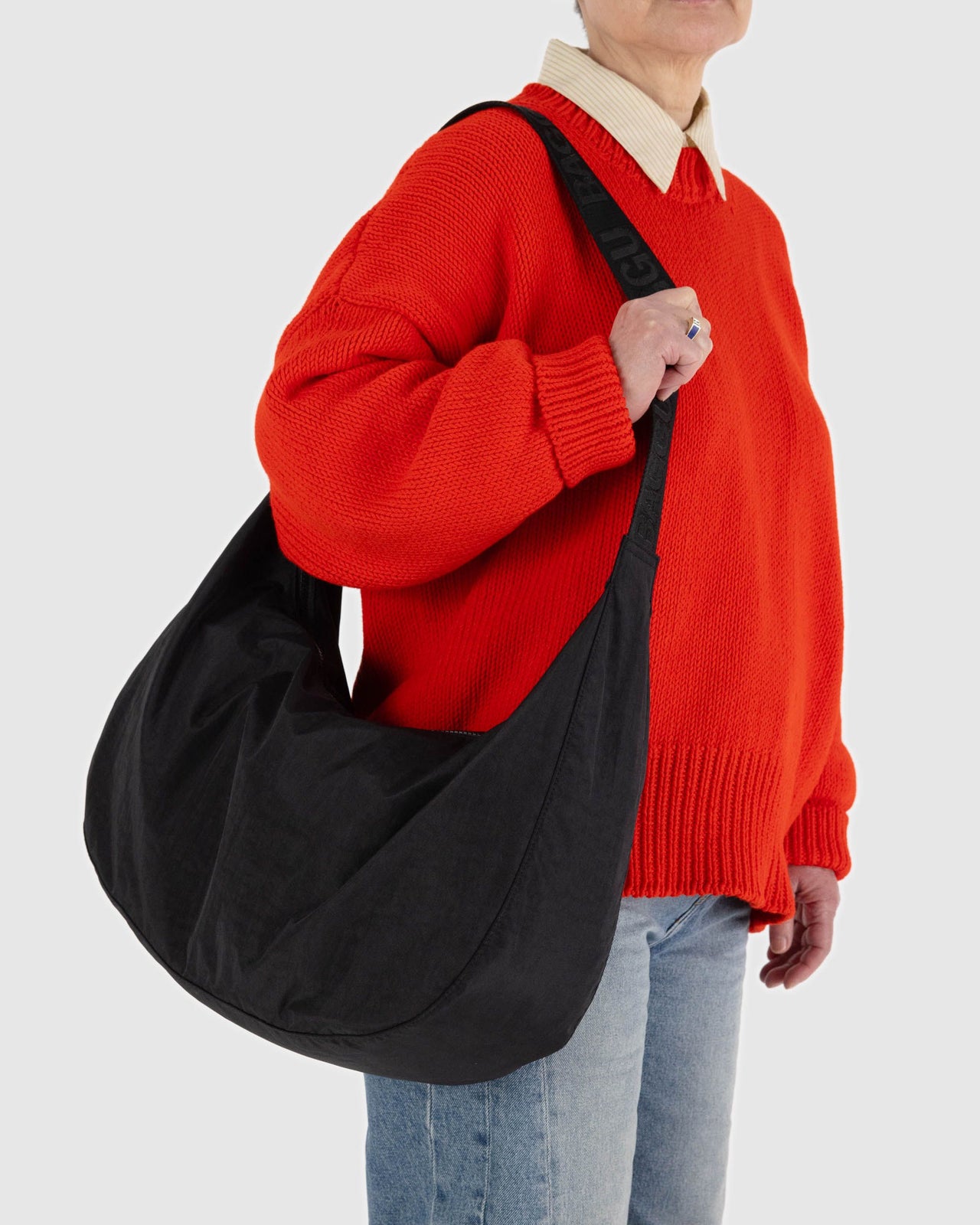 Large Nylon Crescent Bag - Black 41