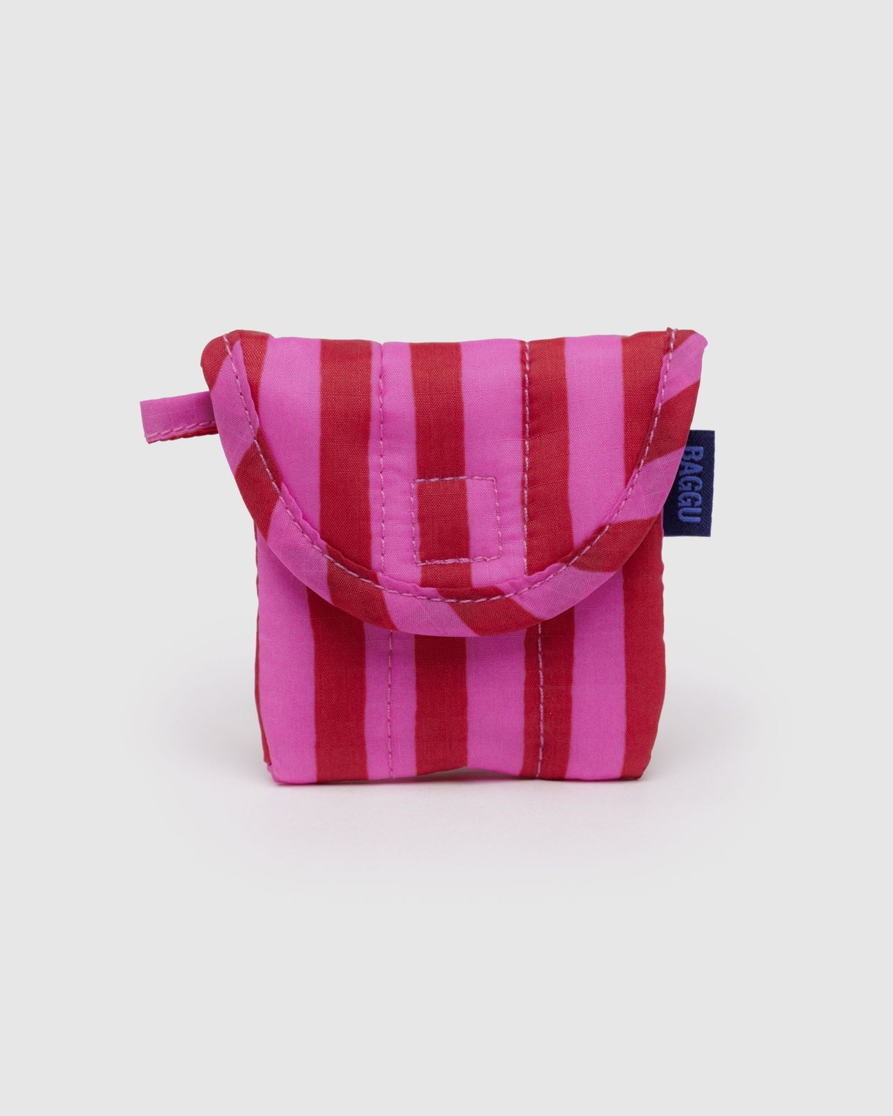 Puffy Earbuds Case - Pink & Red Painted Stripe