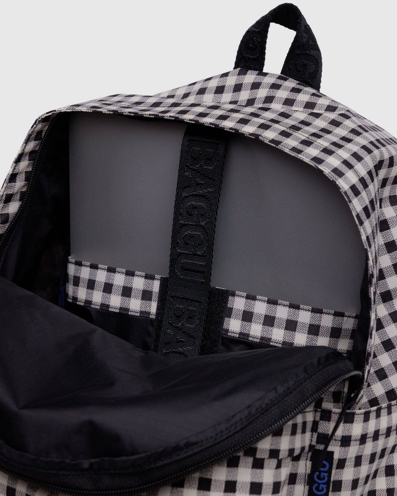 Medium Nylon Backpack - Black & White Gingham