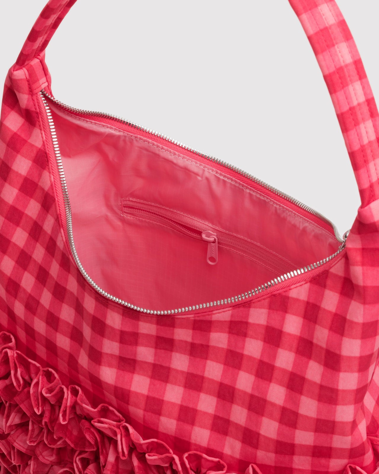 Ruffle Shoulder Bag - Ruby Gingham