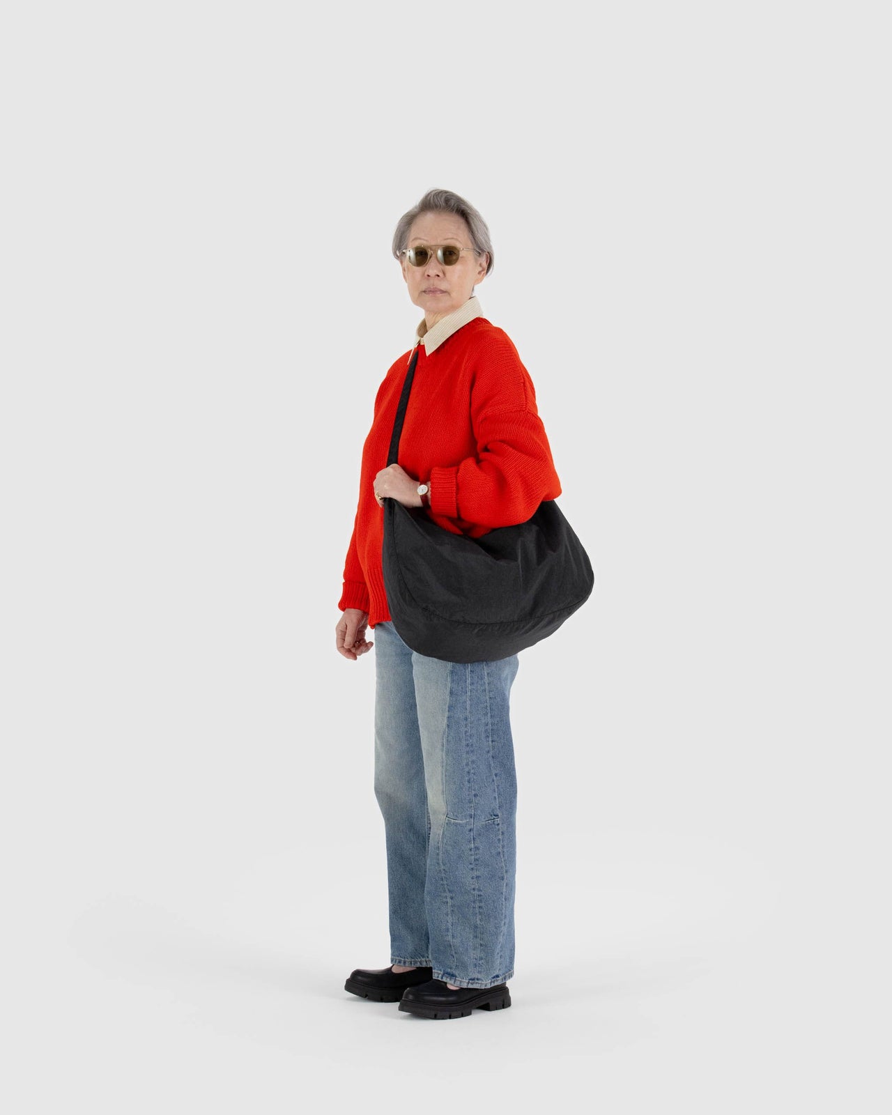 Large Nylon Crescent Bag - Black 41