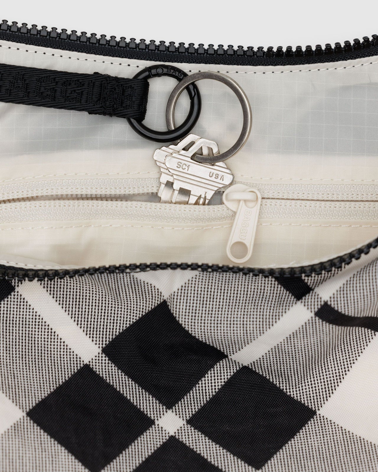 Medium Nylon Crescent Bag - Mixed Plaid