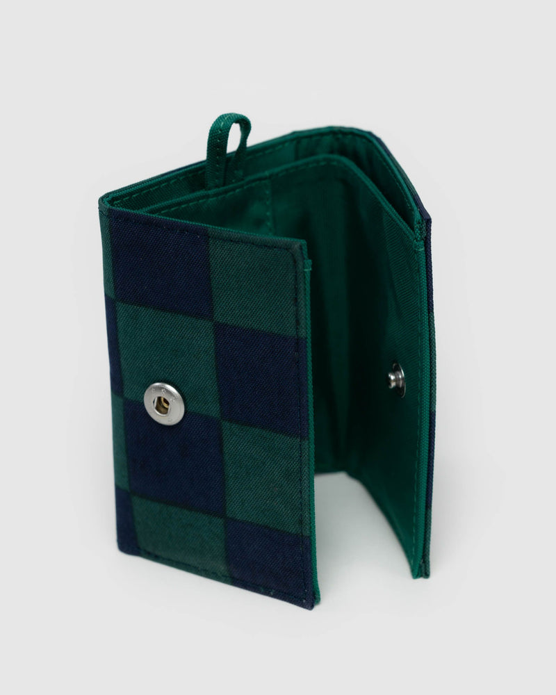 BAGGU.com  Snap Wallet - Navy Green Check