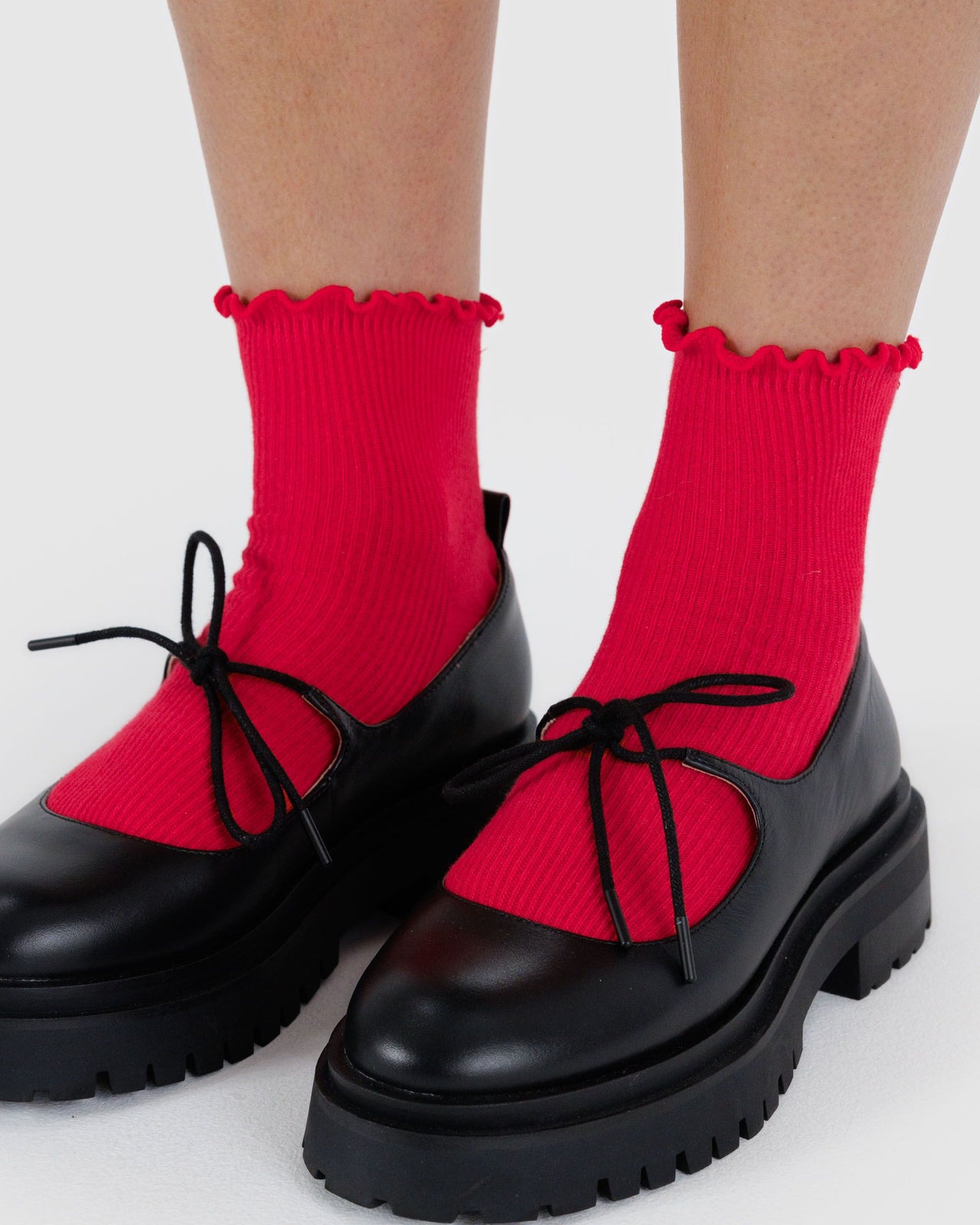 Lettuce Edge Sock Set of 2 - Lavender & Red