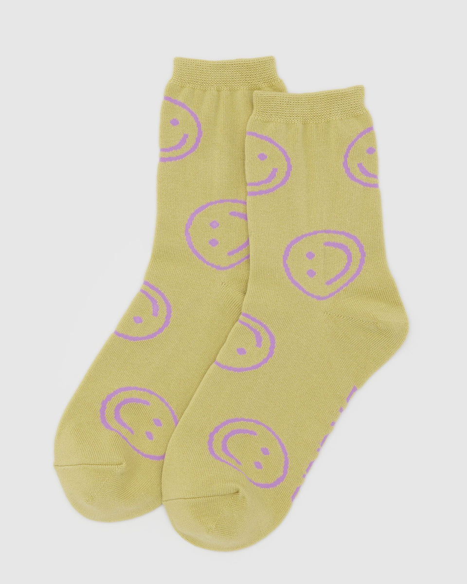 BAGGU PRODUCTS Crew Sock - Straw Happy