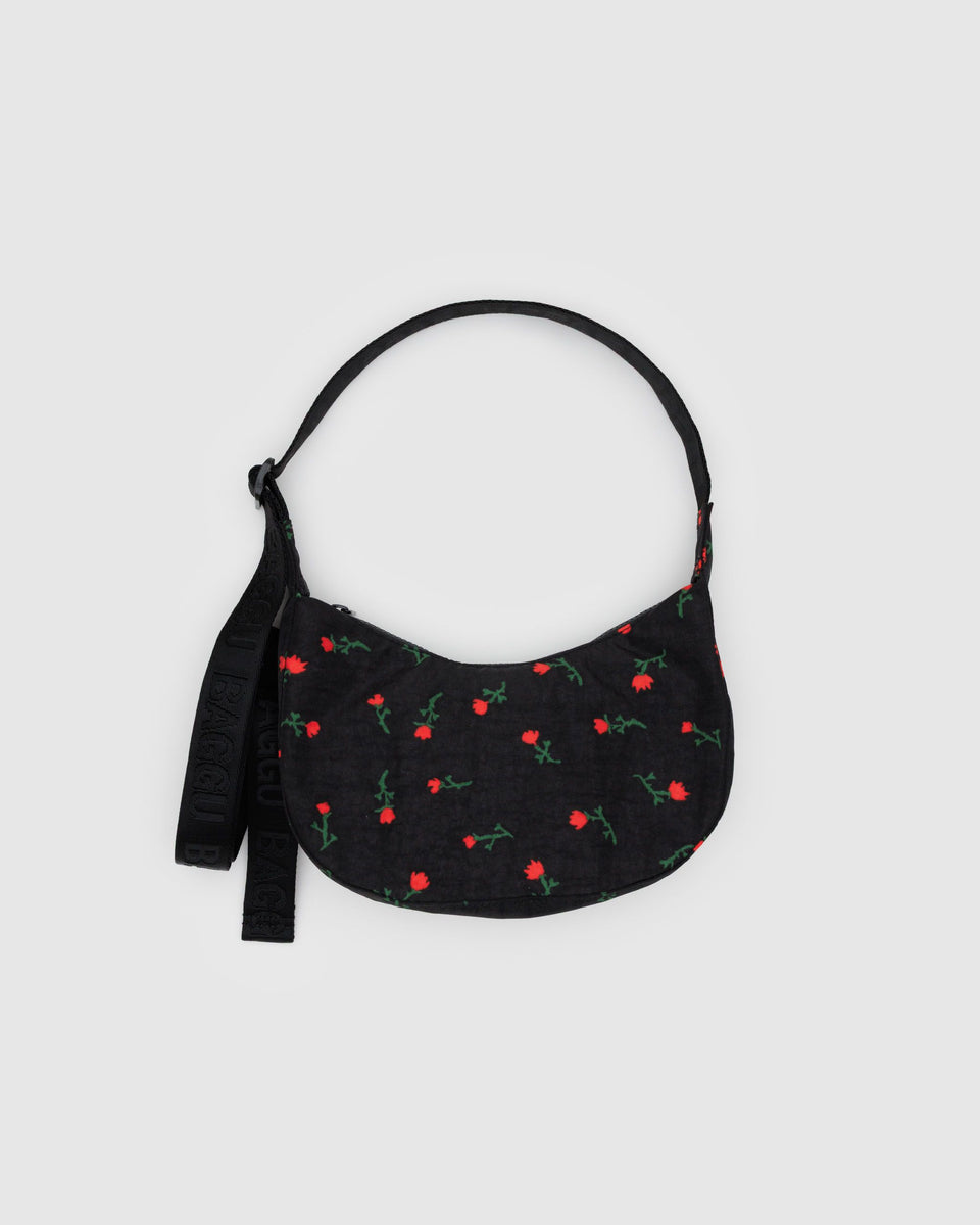 BAGGU PRODUCTS Small Nylon Crescent Bag - Painted Wildflower