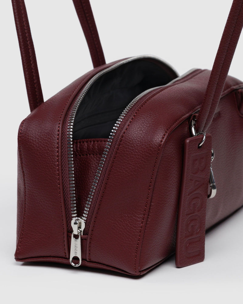 BAGGU Recycled Leather 2025 - Shipping Small Recycled Leather Bowler Bag - Mahogany