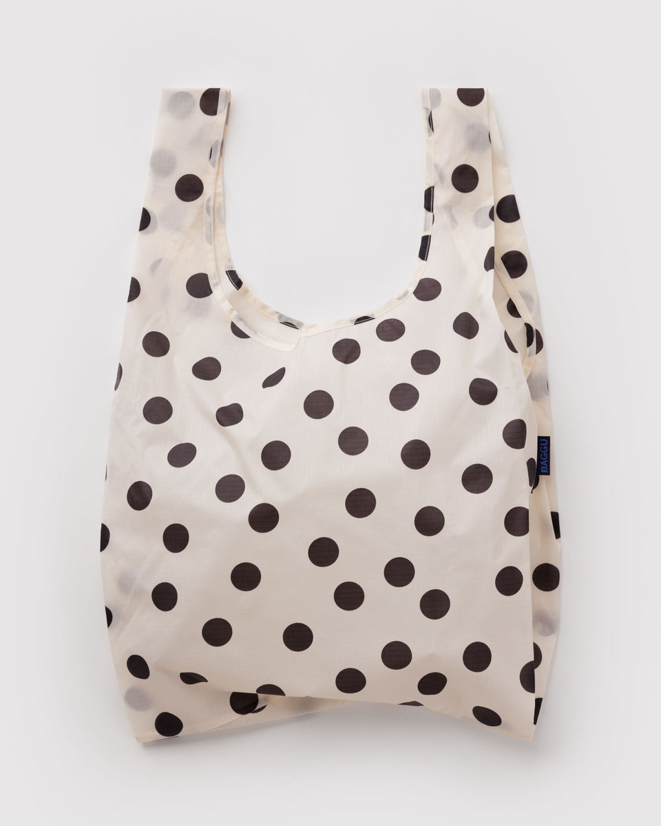 BAGGU New Arrivals Standard Baggu - Cream and Black Polka Dot