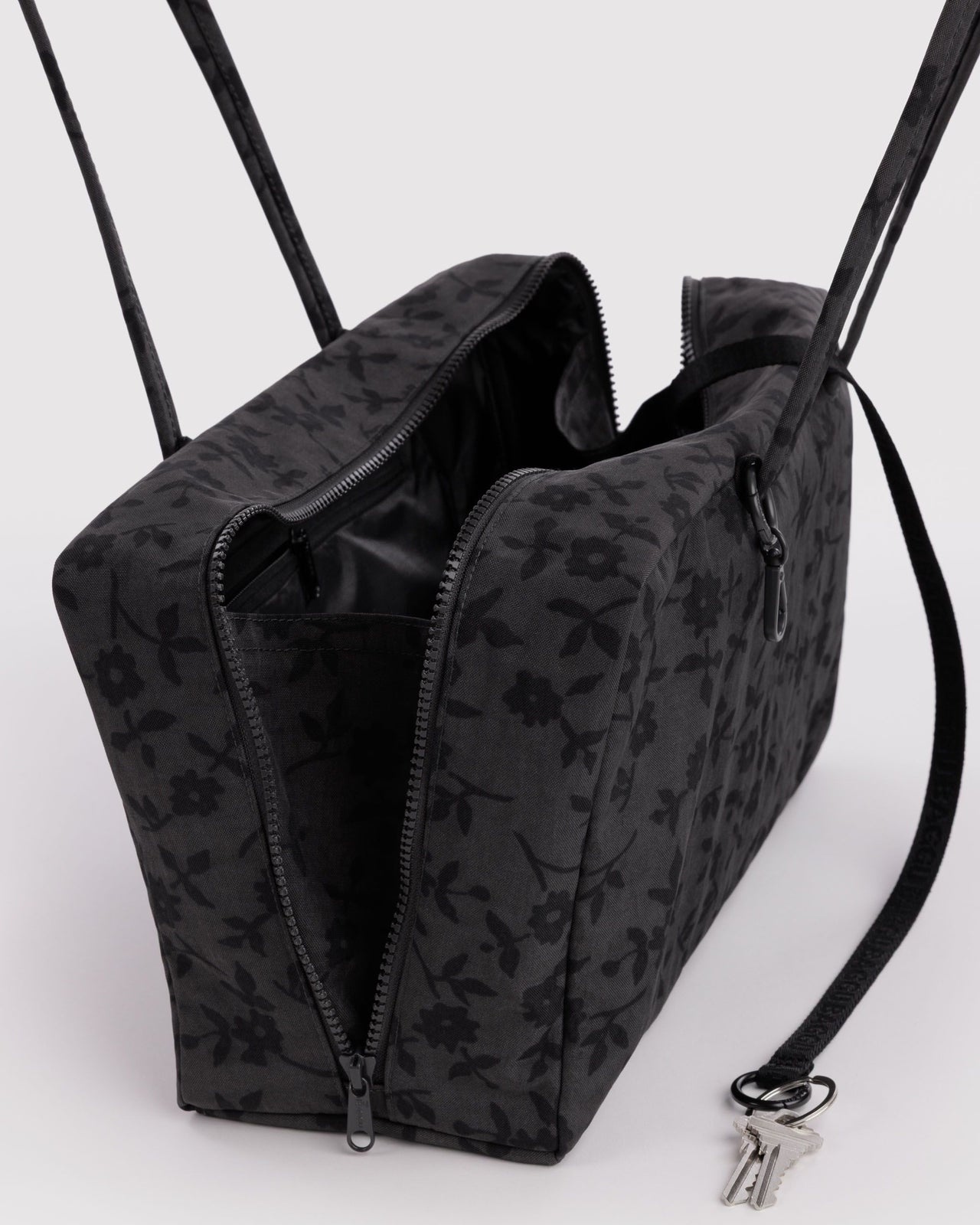 Medium Nylon Bowler Bag - Charcoal Ditsy Floral