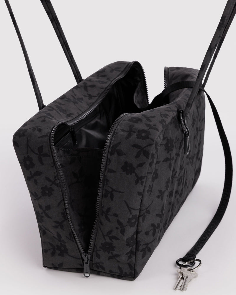 BAGGU  Medium Nylon Bowler Bag - Charcoal Ditsy Floral