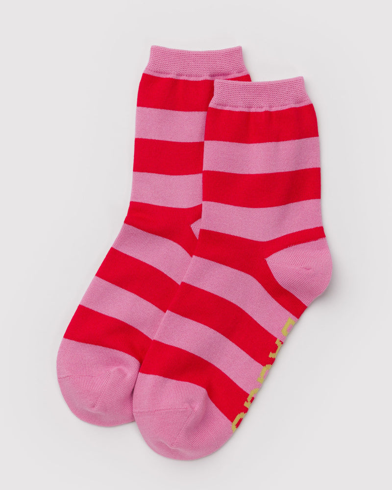 BAGGU  Crew Sock - Pink Stripe