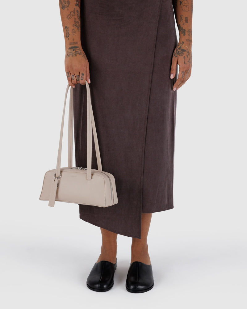 BAGGU  Small Recycled Leather Bowler Bag - Stone