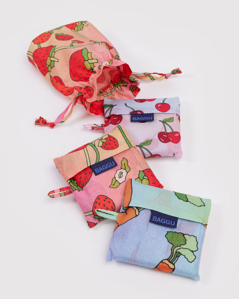 BAGGU Reusable Bags Standard Baggu Set of 3 - Carrots & Berries