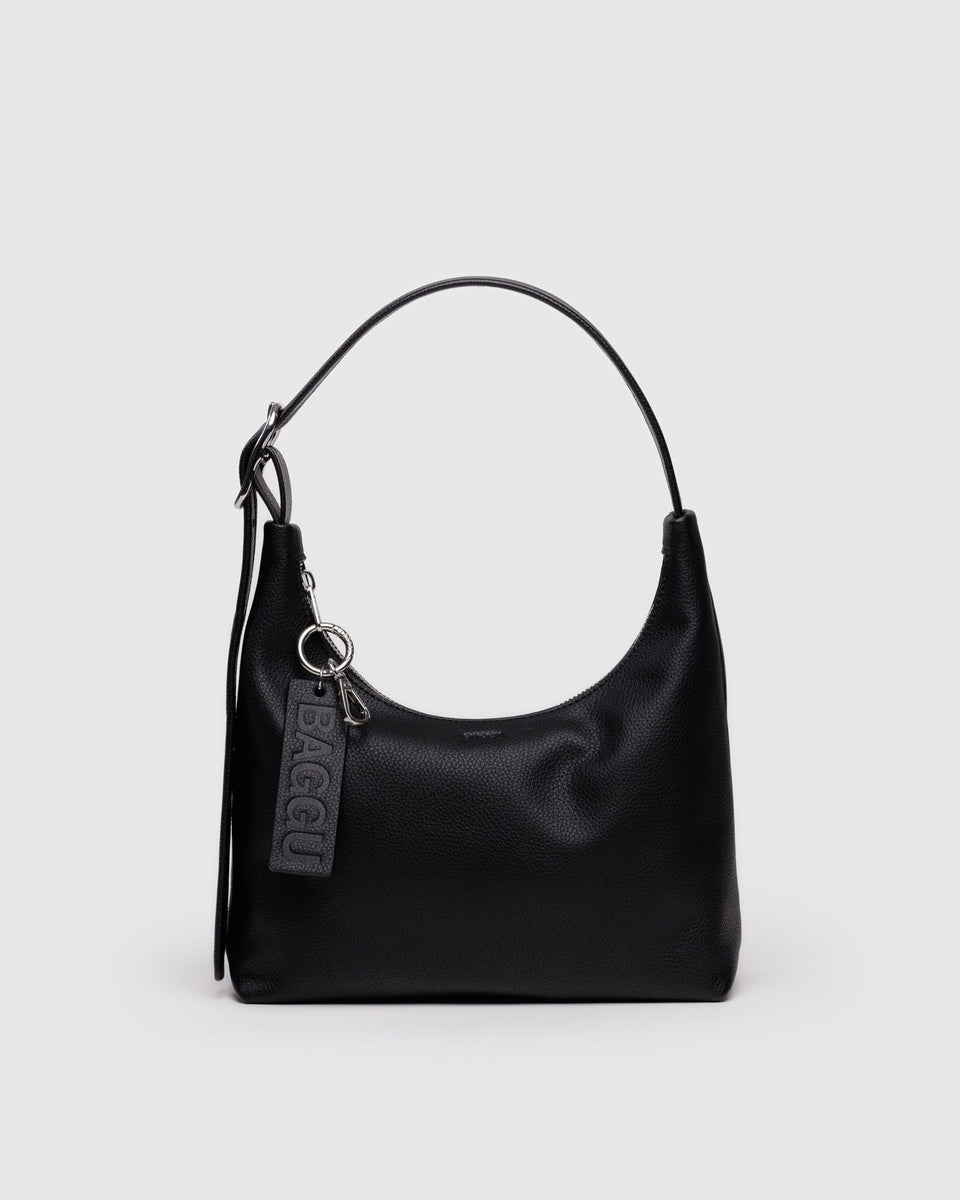 BAGGU Black Bags Mini Recycled Leather Shoulder Bag - Black