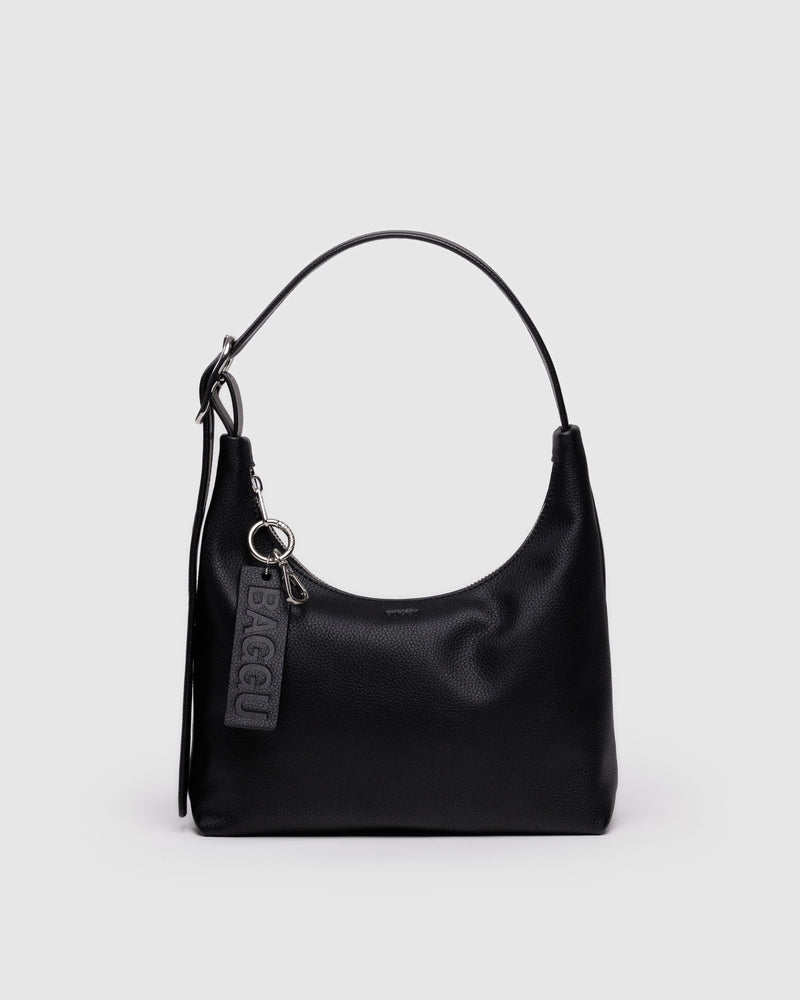 BAGGU  Mini Recycled Leather Shoulder Bag - Black