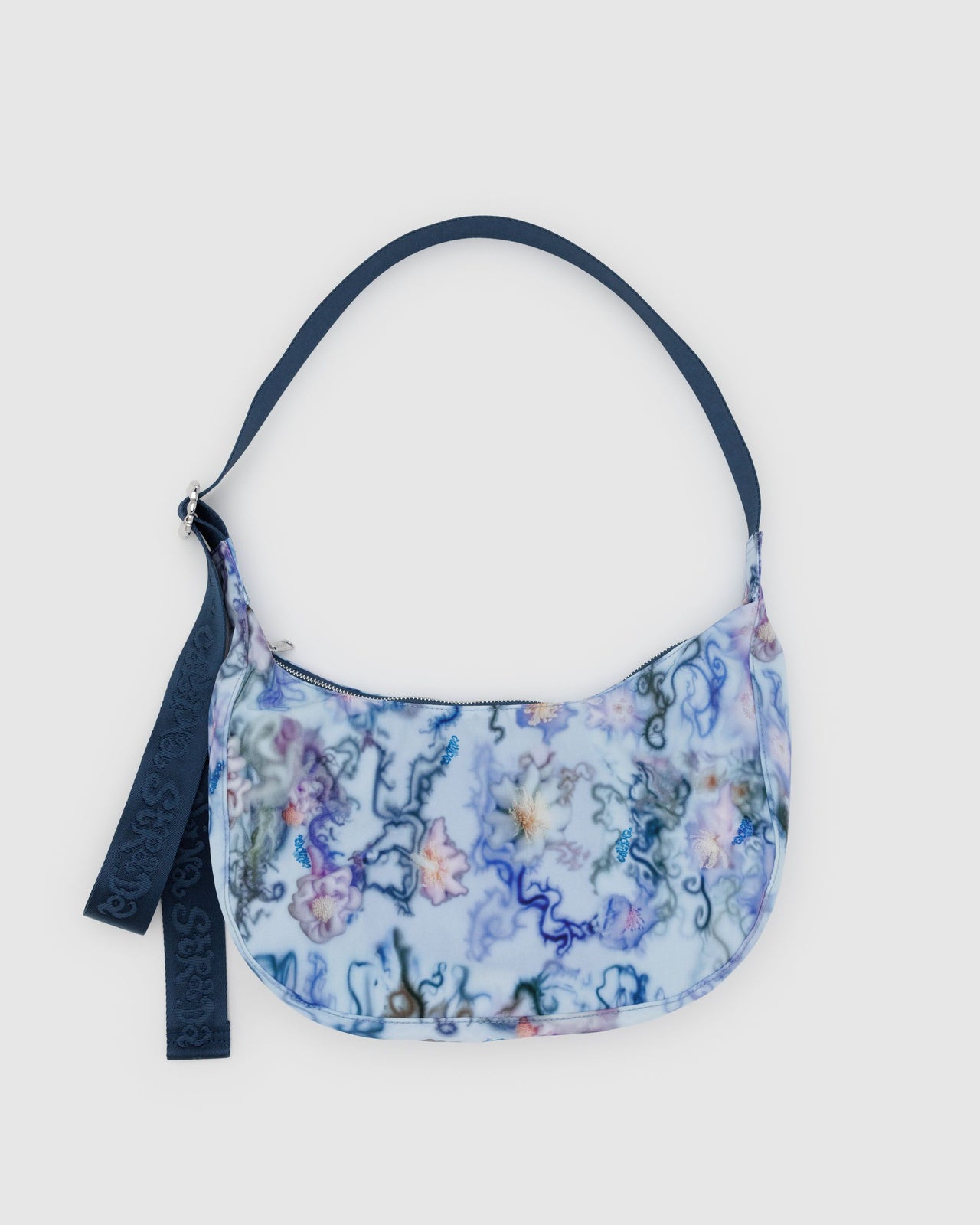 Medium Nylon Crescent Bag - Blue Thorns