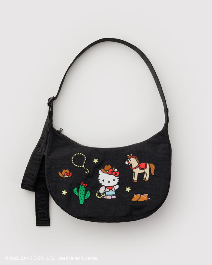 BAGGU.com Crossbody Bags Medium Nylon Crescent Bag - Embroidered Hello Kitty Western