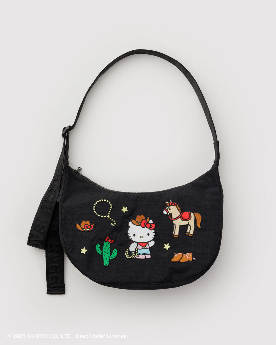 BAGGU New Arrivals Medium Nylon Crescent Bag - Embroidered Hello Kitty Western