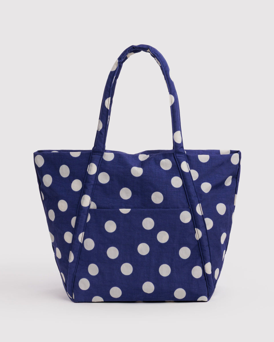 BAGGU Nylon Cloud Bag - Navy and Cream Polka Dot
