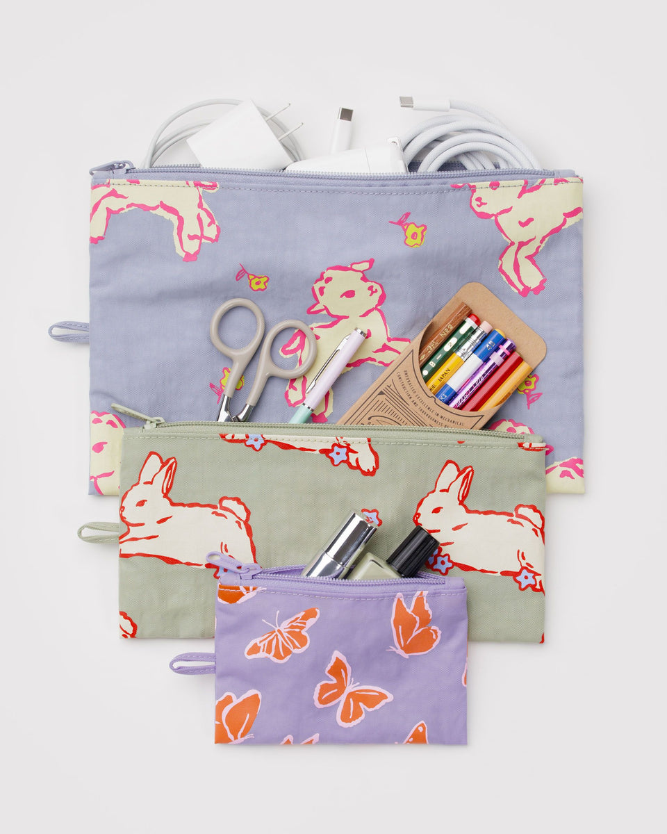 BAGGU Organization Flat Pouch Set - Spring Animals