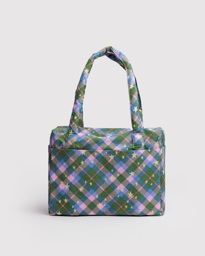 BAGGU New Arrivals Small Cloud Carry-On - Green Star Plaid