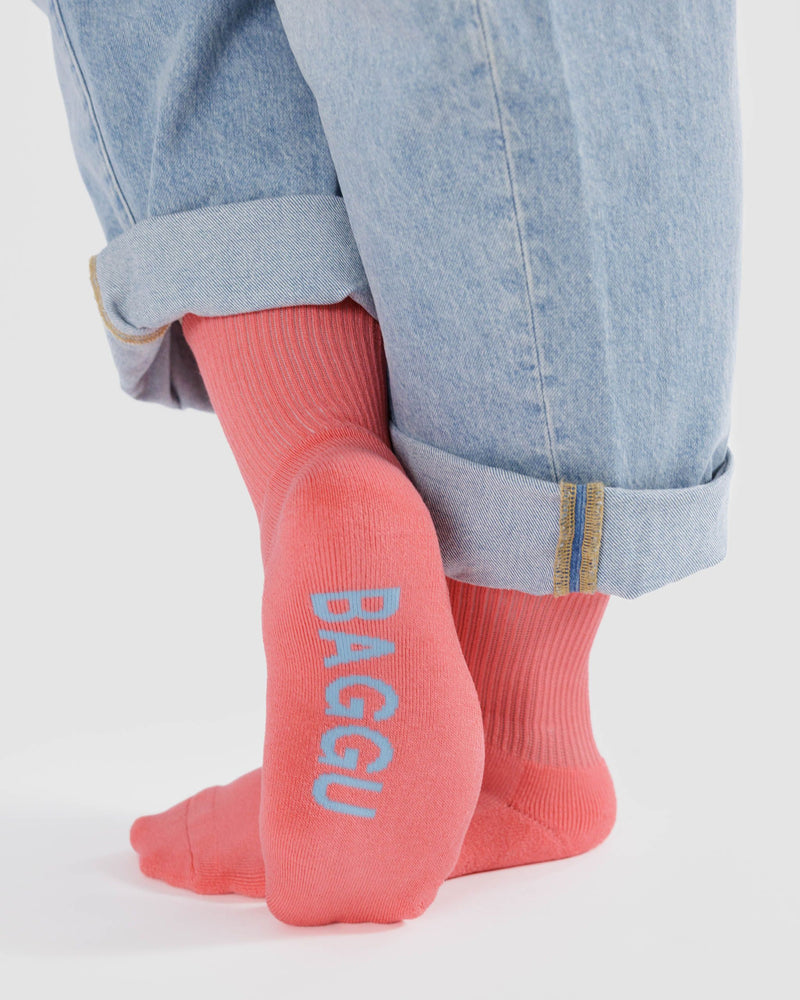 BAGGU  Ribbed Sock - Watermelon Pink