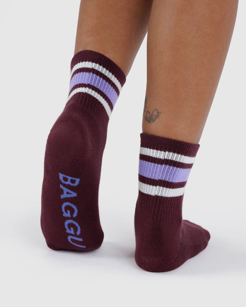BAGGU ALL PRODUCTS Ribbed Sock - Mahogany Stripe