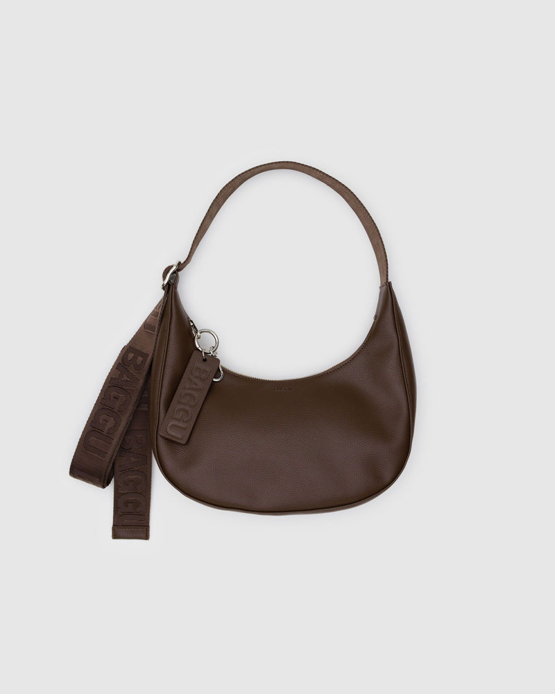 BAGGU PRODUCTS Small Recycled Leather Crescent Bag - Brown