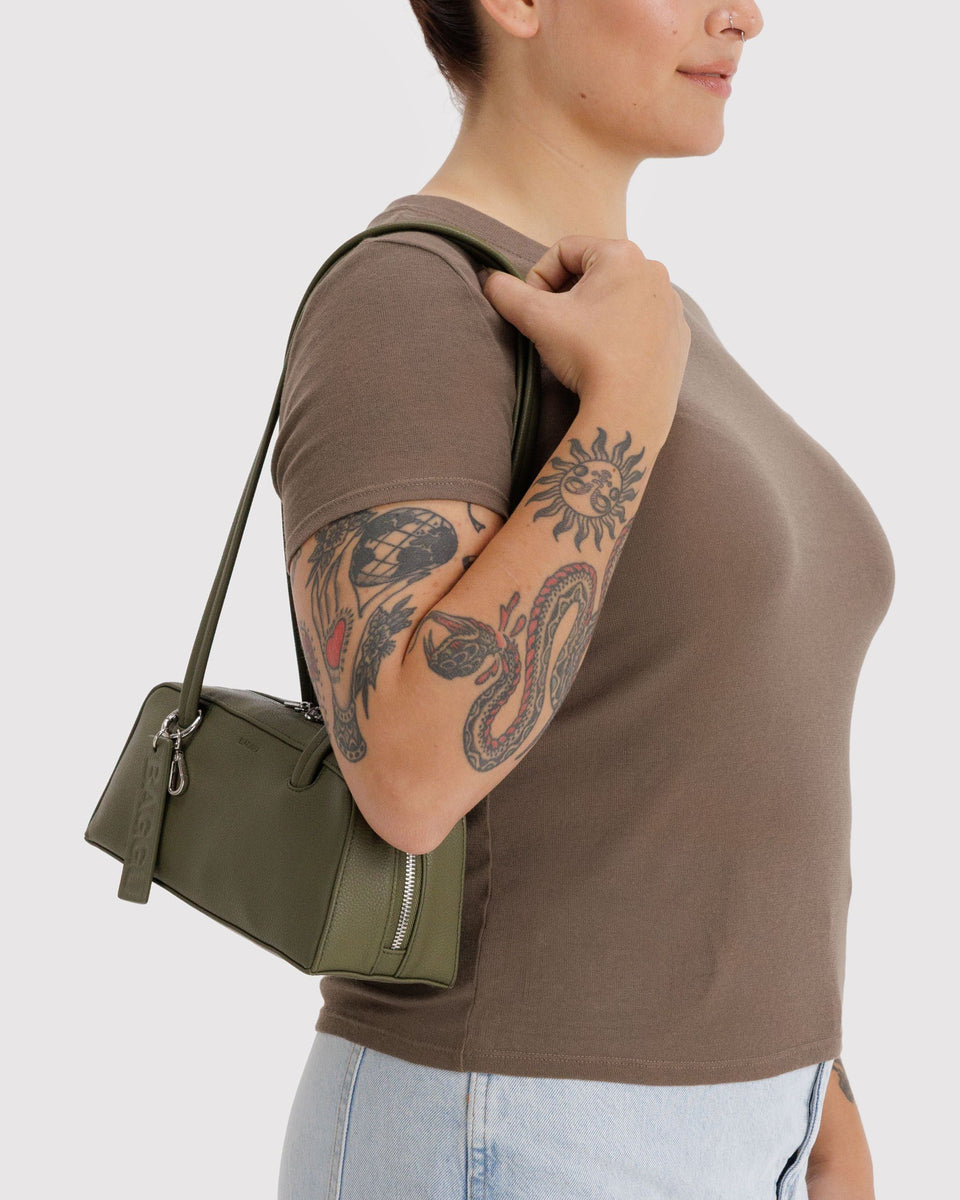 BAGGU Products Small Recycled Leather Bowler Bag - Loden