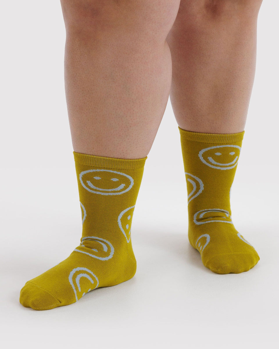 BAGGU Shop All Crew Sock - Ochre Happy