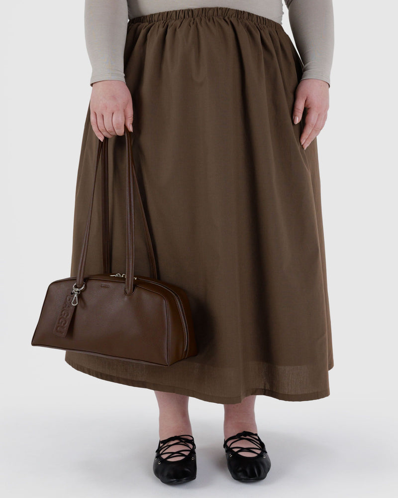 BAGGU.com New Arrivals Recycled Leather Bowler Bag - Brown