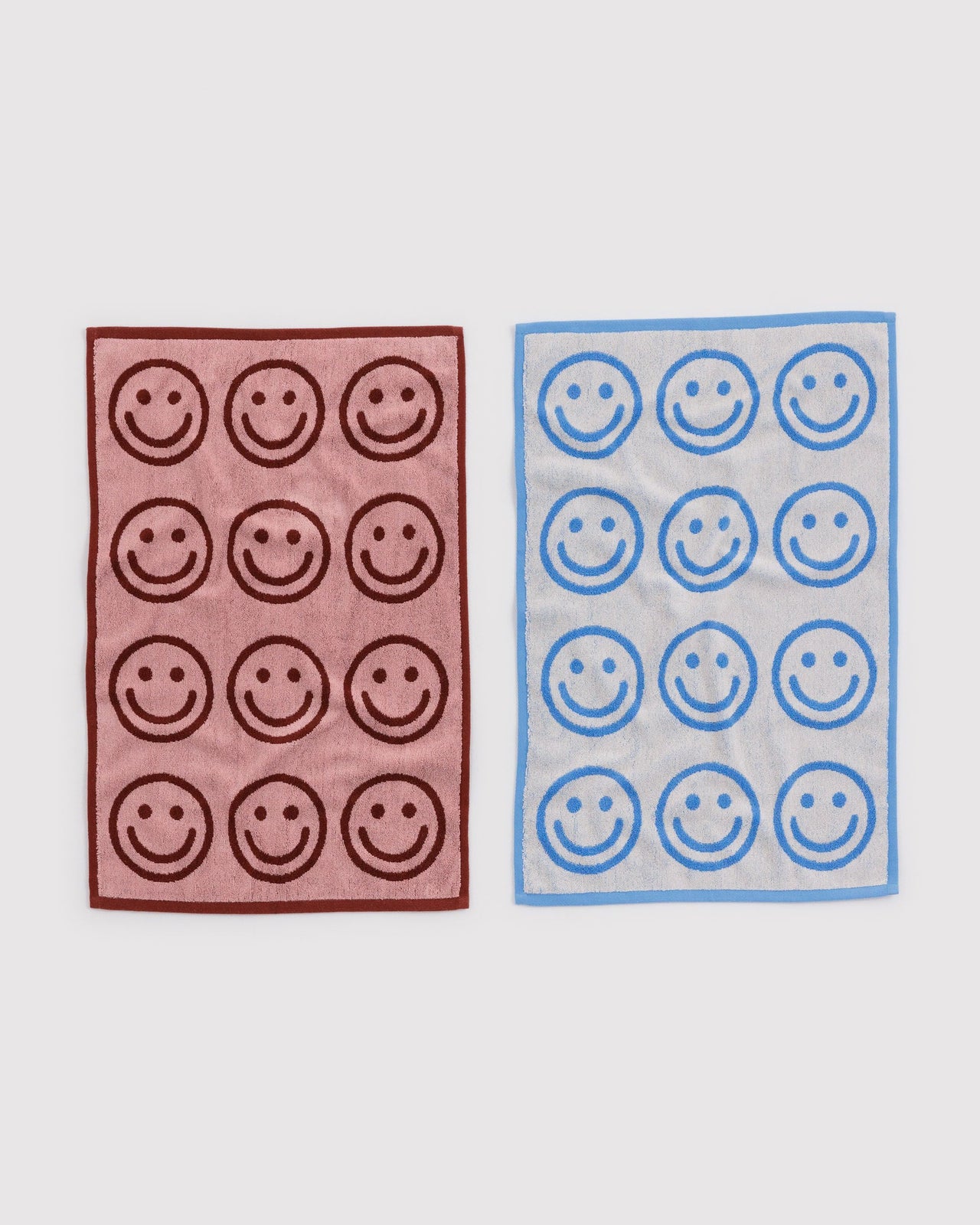 Hand Towel Set of 2 - Sky Blue and Blush Happy