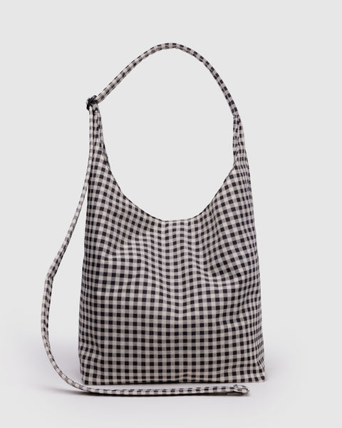 BAGGU.com Crossbody Bags Large Nylon Sling - Black & White Gingham