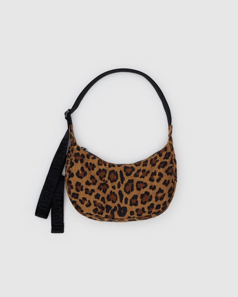 BAGGU Leopard Collection Small Nylon Crescent Bag - Leopard