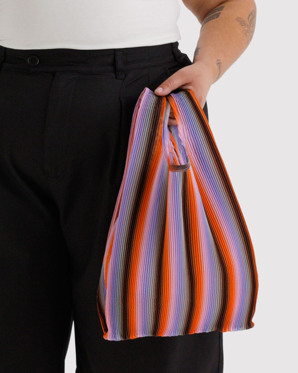BAGGU Products Pleated Baggu - Gradient Stripe Poppy & Lilac