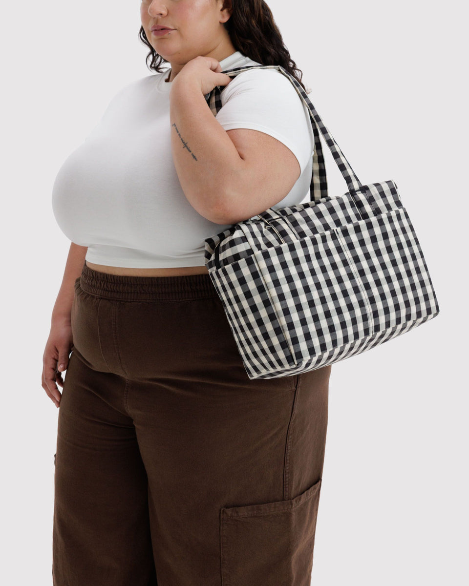 BAGGU Black Bags Everyday Cloud Bag - Black and Cream Gingham