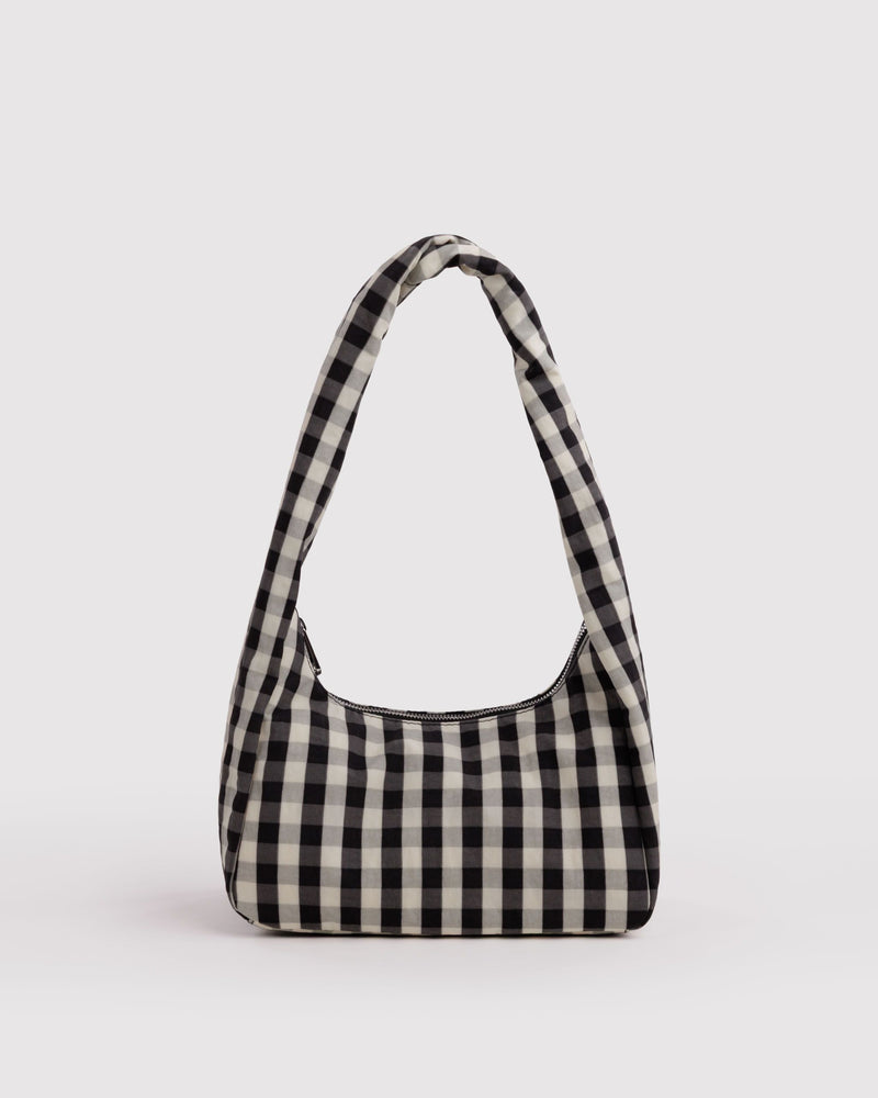 BAGGU Black Bags Small Nylon Meringue Bag - Black and Cream Gingham