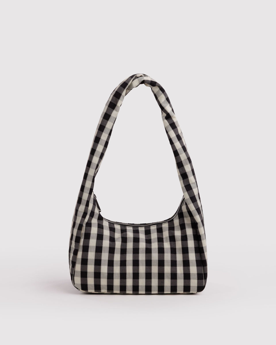 BAGGU Black Bags Small Nylon Meringue Bag - Black and Cream Gingham