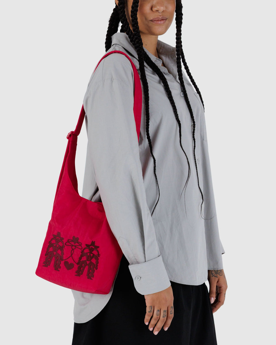BAGGU.com Crossbody Bags Small Nylon Sling - Embroidered Cowgirl