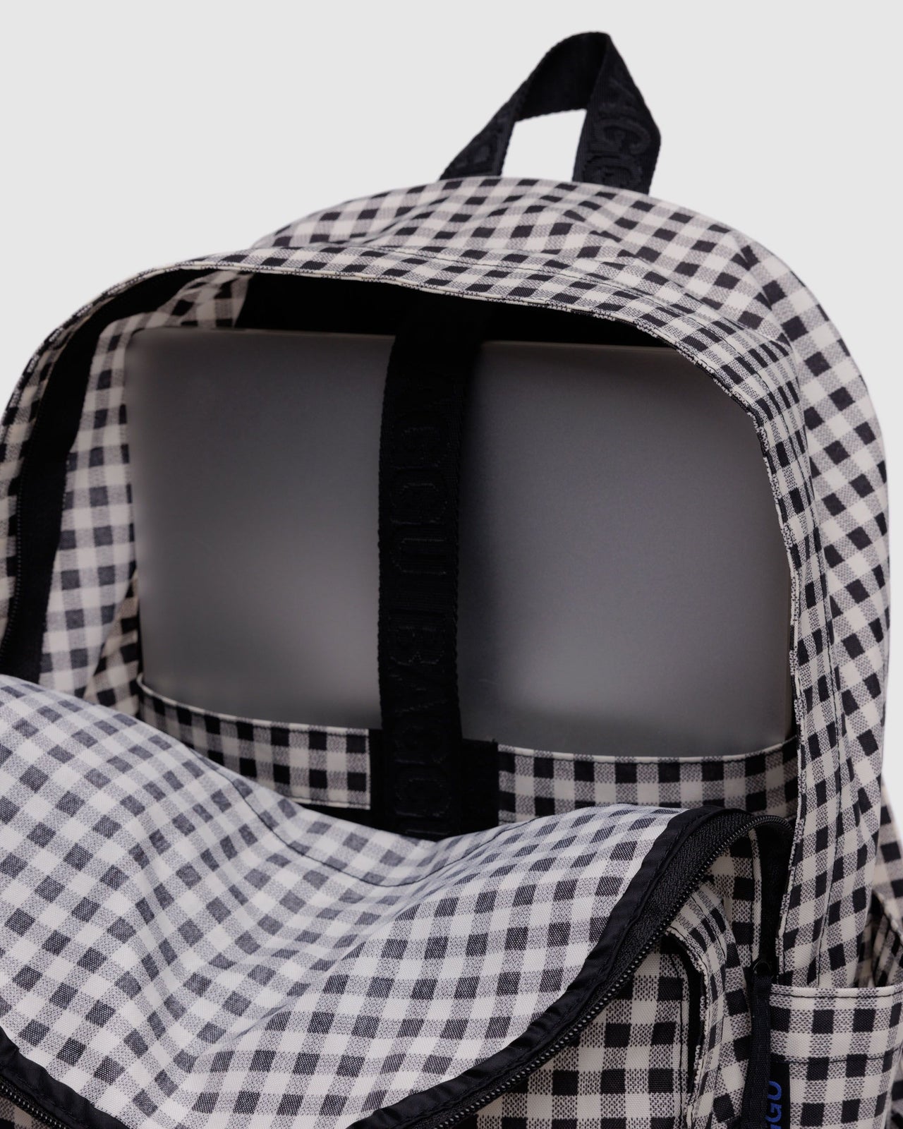 Large Nylon Backpack - Black & White Gingham