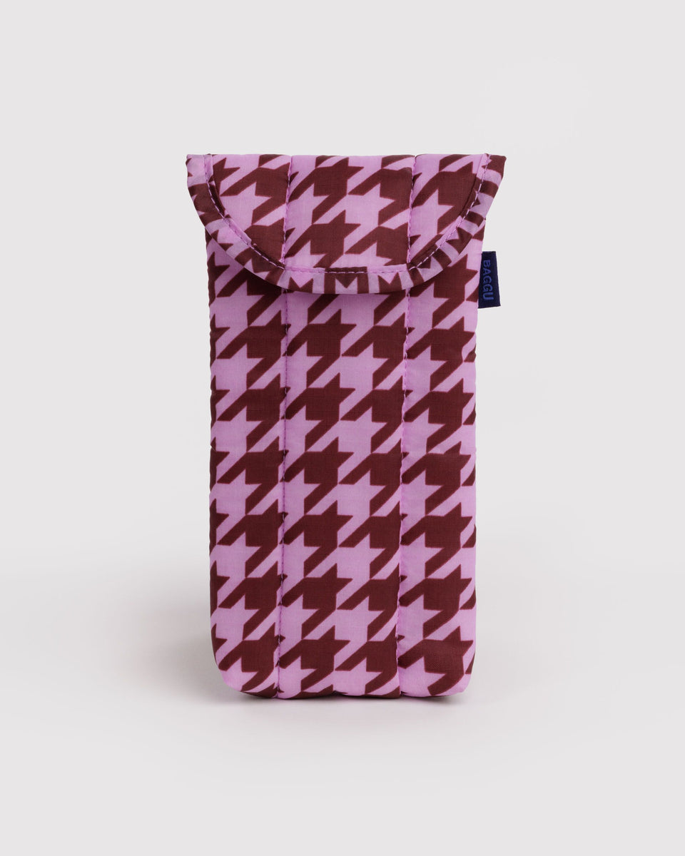 BAGGU Puffy Glasses Sleeve Puffy Glasses Sleeve - Pink Houndstooth