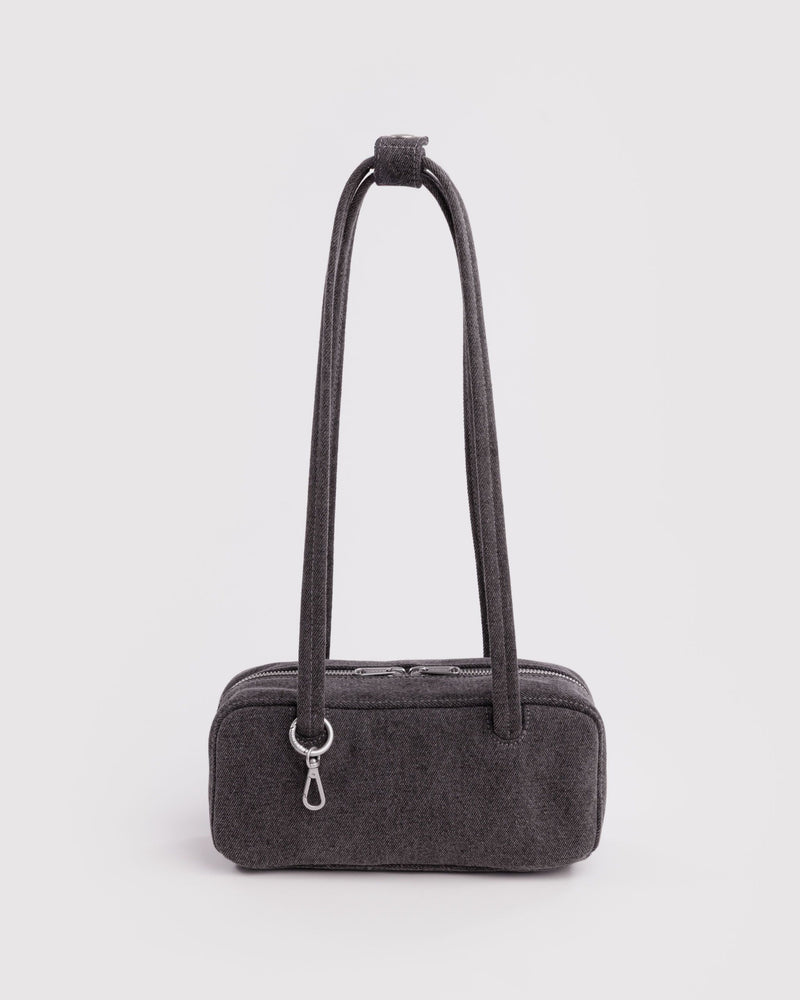 BAGGU  Small Denim Bowler Bag - Washed Black Denim