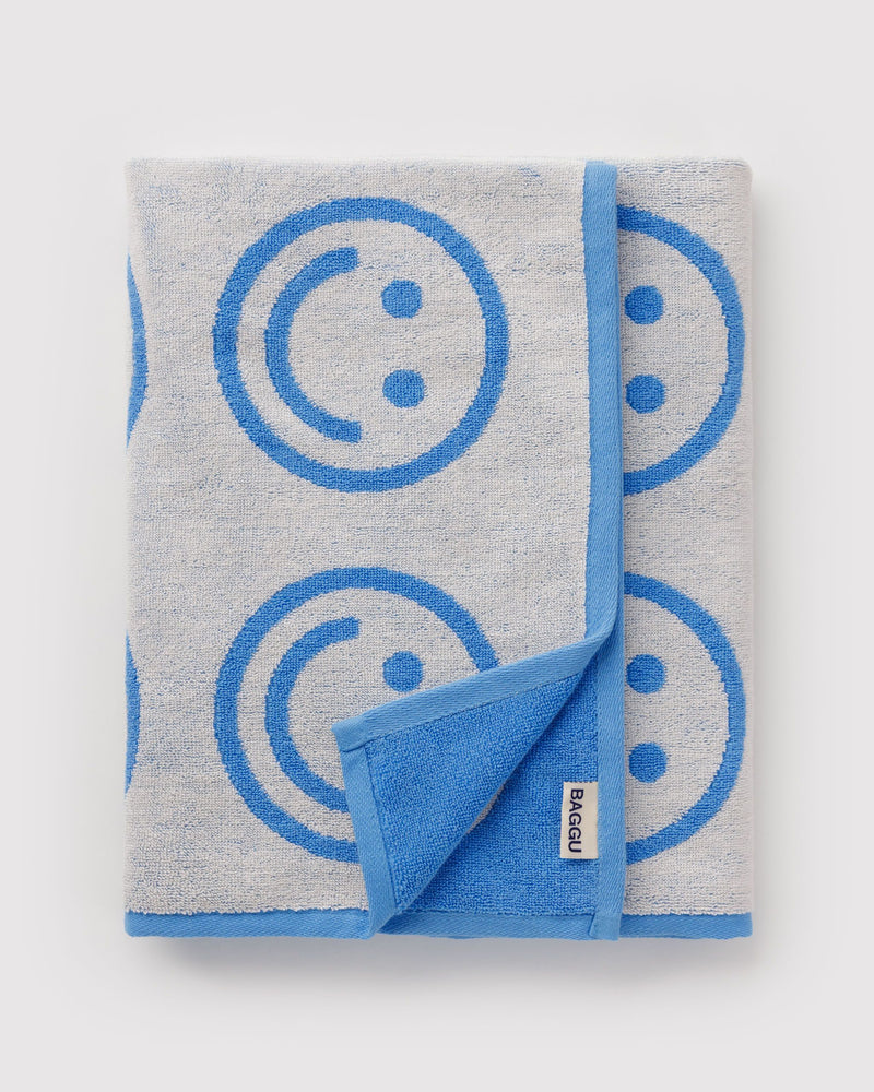 BAGGU  Bath Towel - Sky Blue Happy
