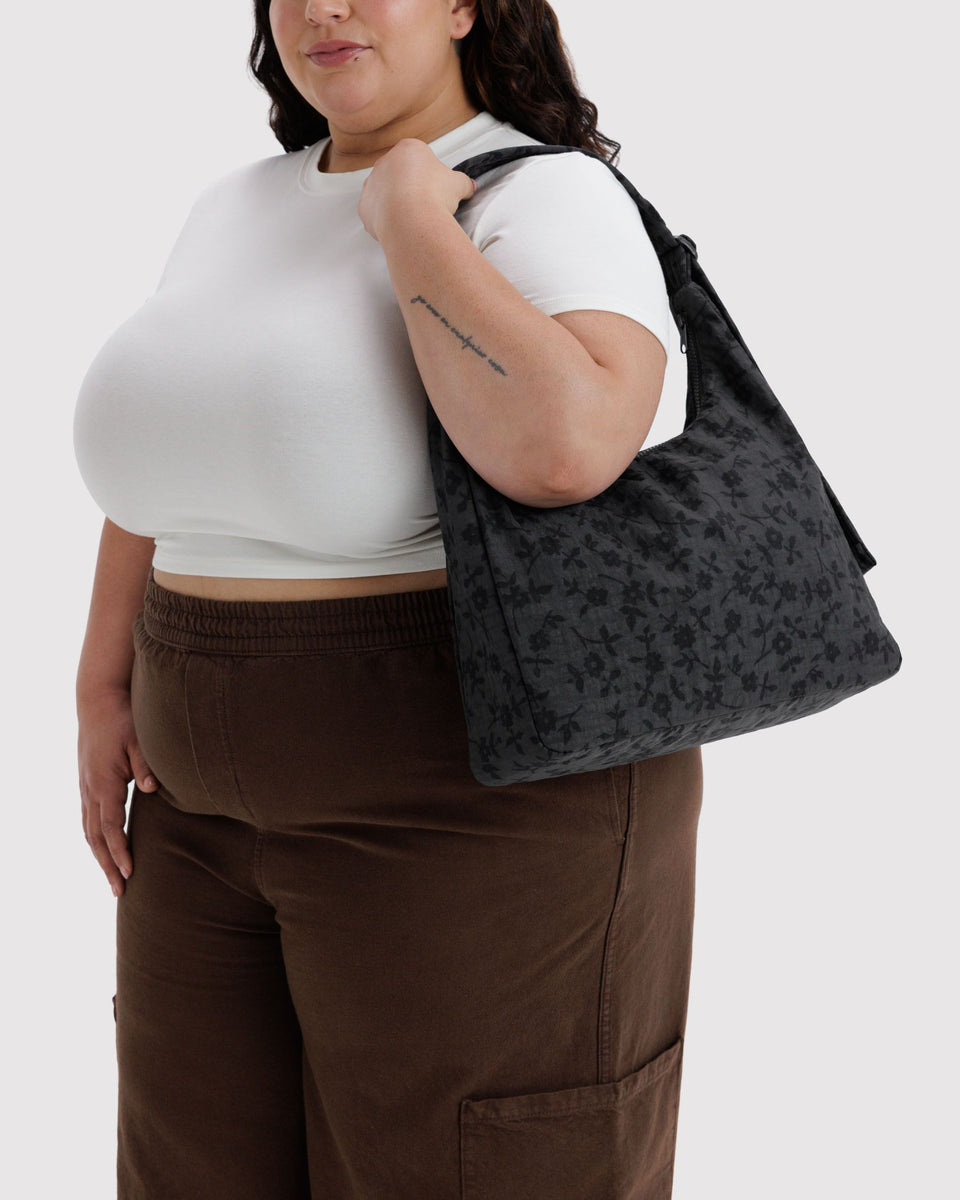 BAGGU New Arrivals Nylon Shoulder Bag - Charcoal Ditsy Floral