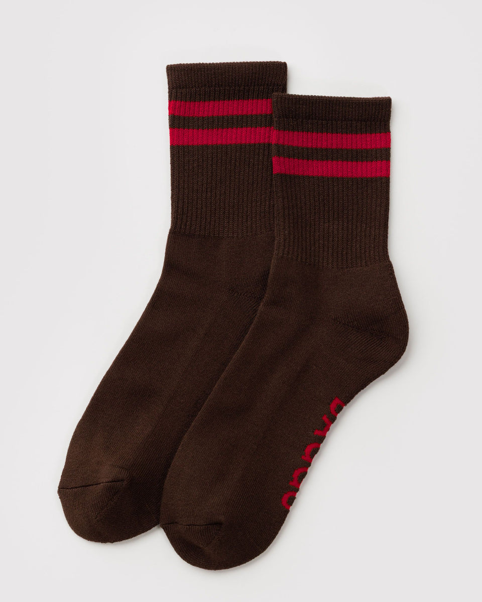 BAGGU Socks and Slippers Ribbed Sock - Coffee Stripe