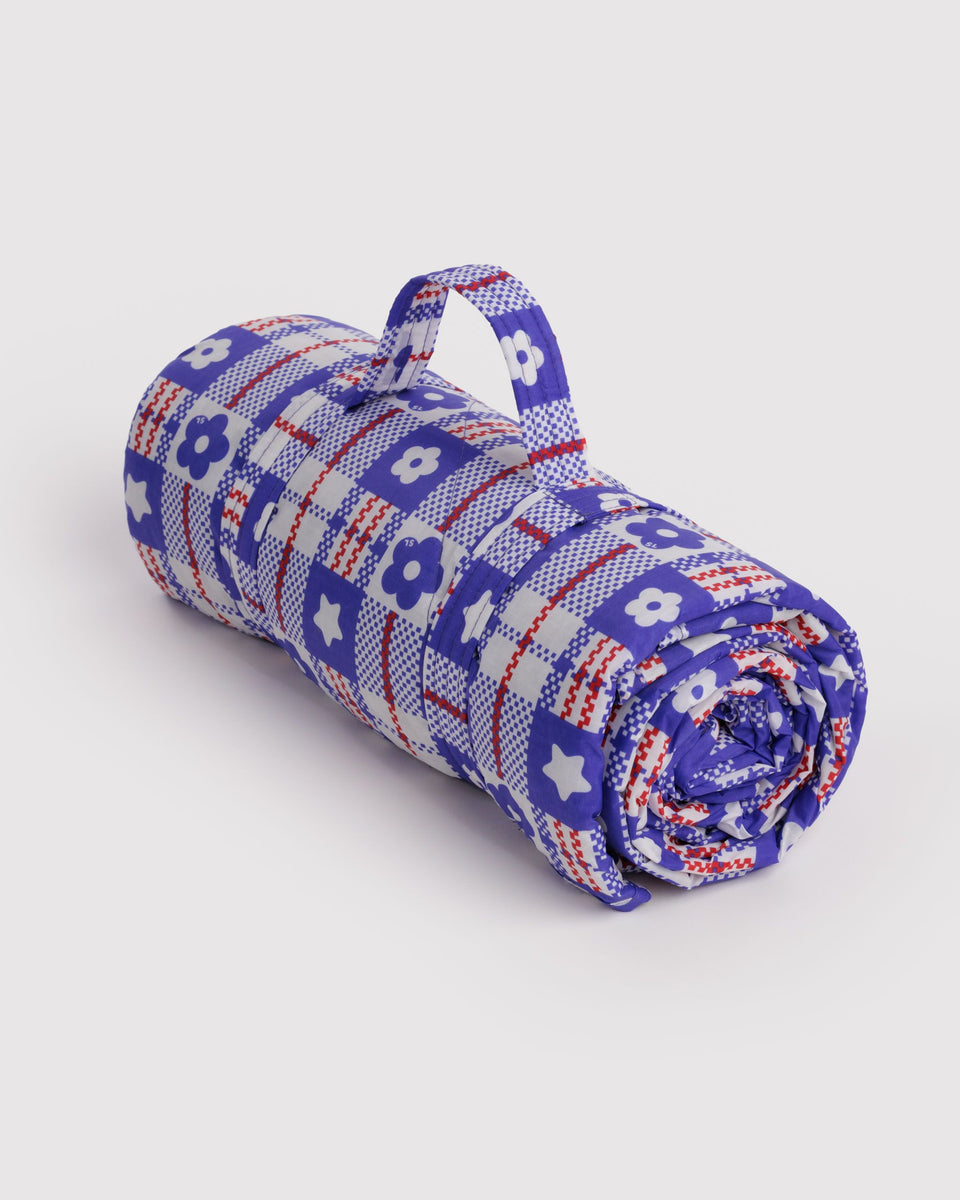 BAGGU Products Puffy Picnic Blanket - Market Plaid Blue