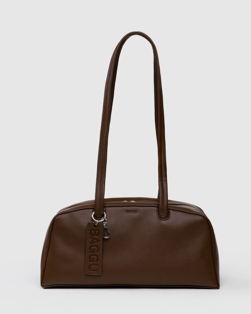 BAGGU  Recycled Leather Bowler Bag - Brown